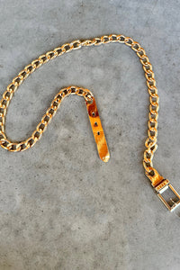 mode, gold buckle chain belt