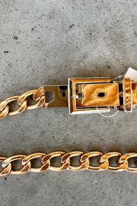 mode, gold buckle chain belt