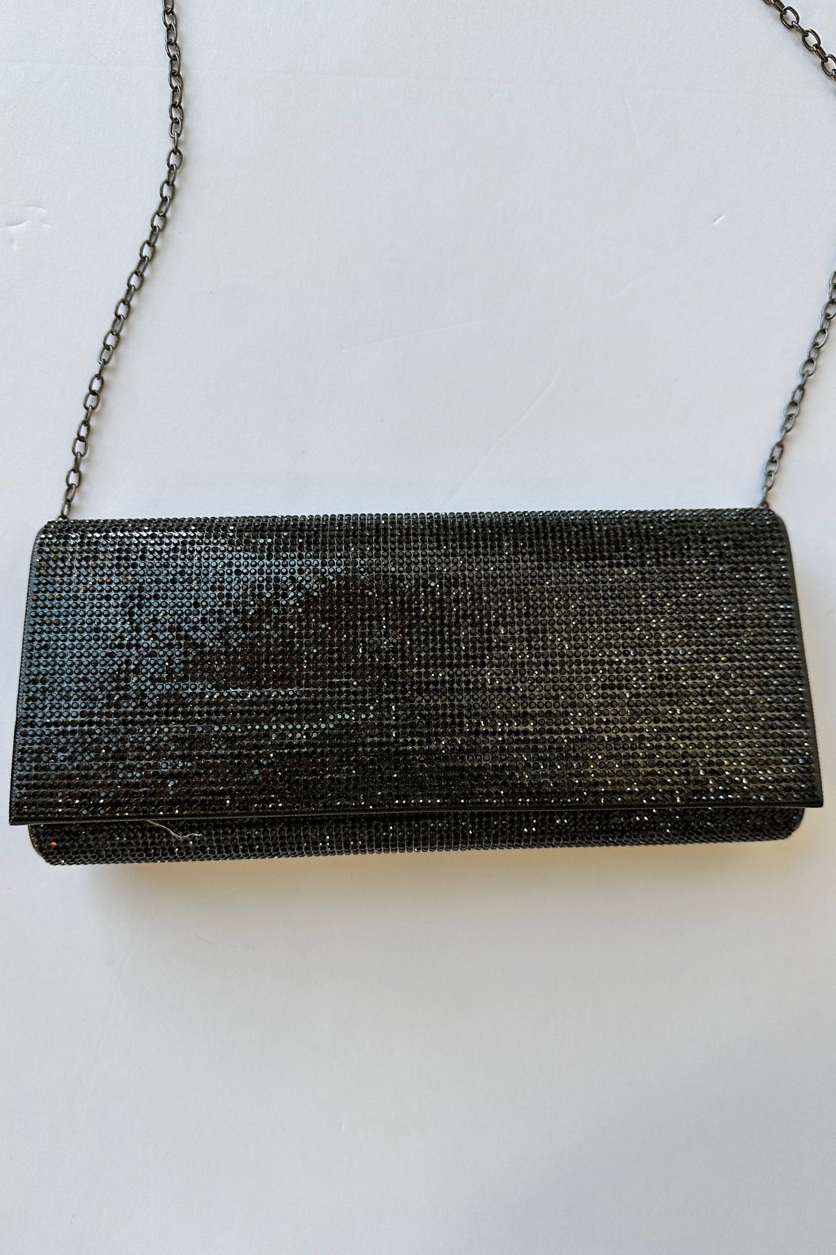 mode, rhinestone clutch, black