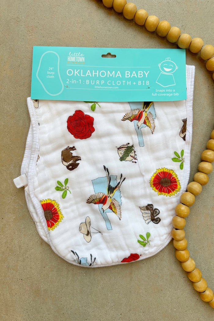 mode, oklahoma burp cloth/ bib