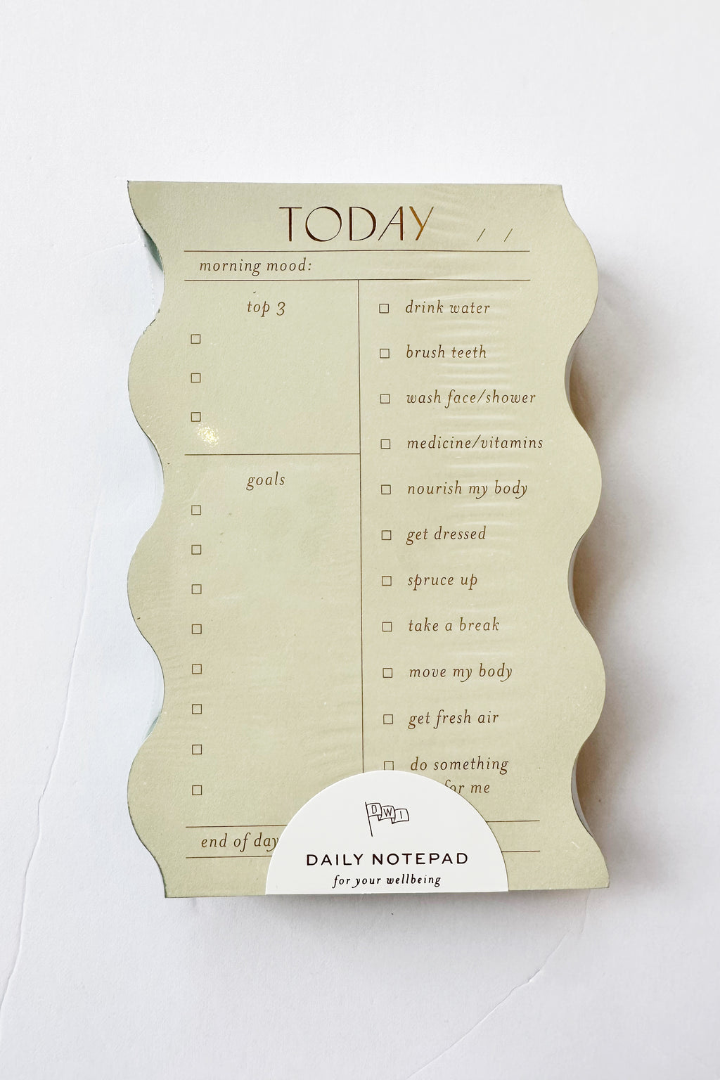 mode, wavy daily notepad, sage