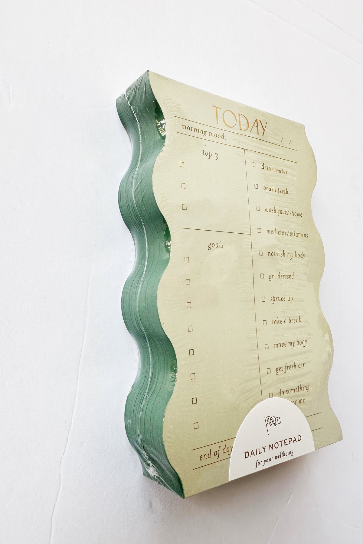 mode, wavy daily notepad, sage