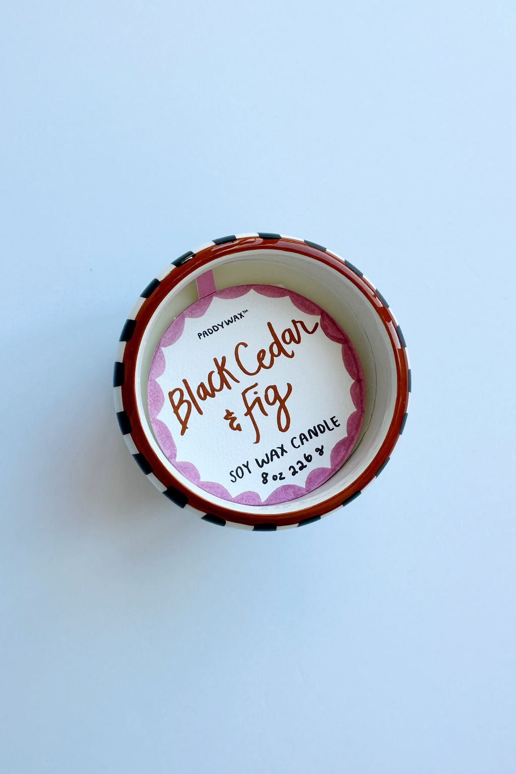 mode, hand painted candle, black cedar + fig