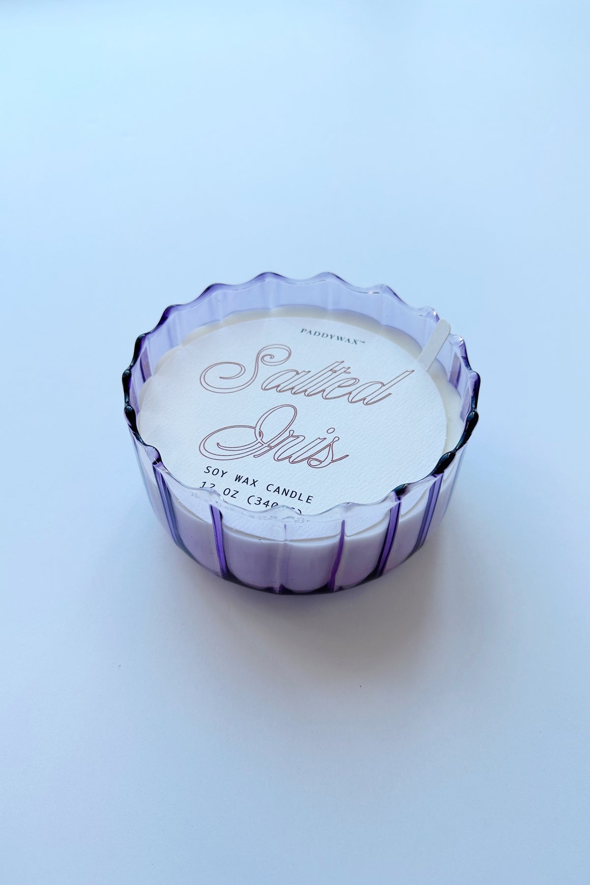 mode, 12oz ribbed glass candle, salted iris