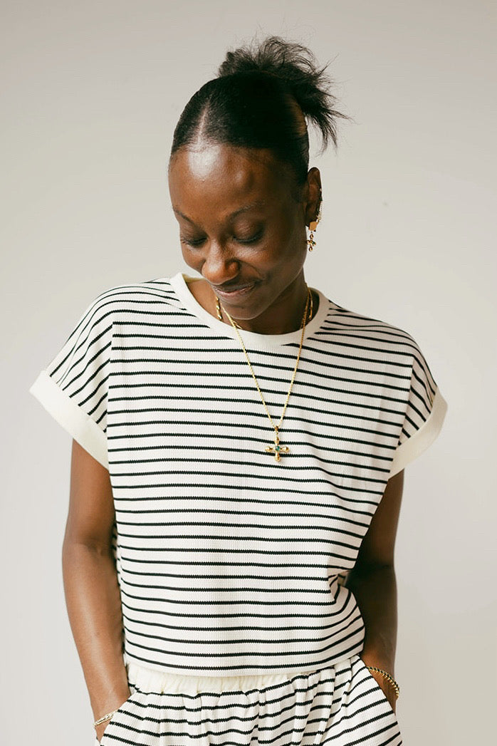 mode, emery stripe knit top