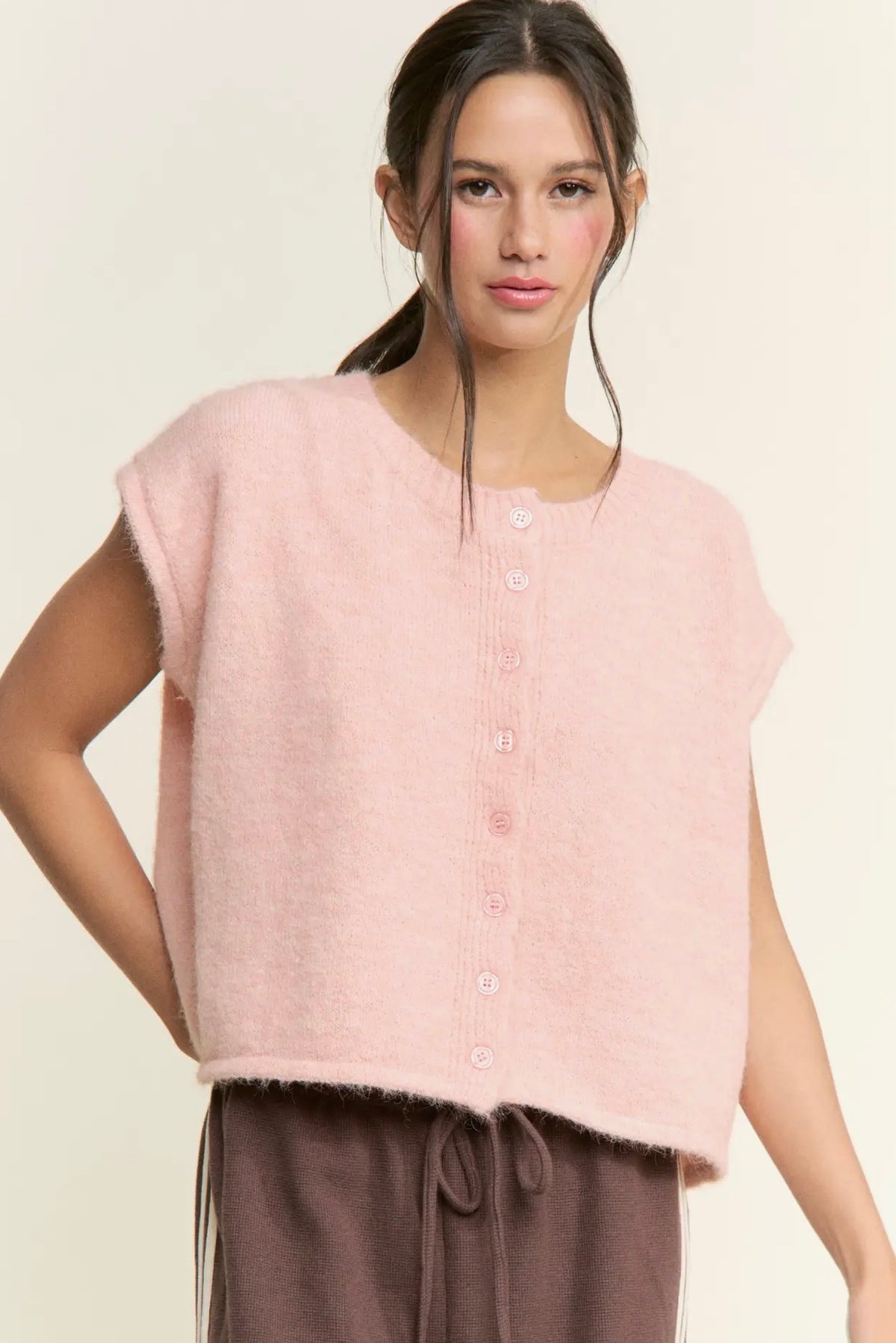 pete sleeveless cardigan