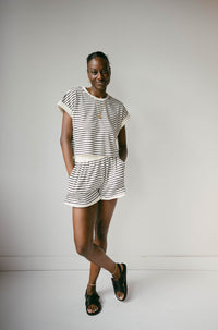 mode, emery stripe knit top