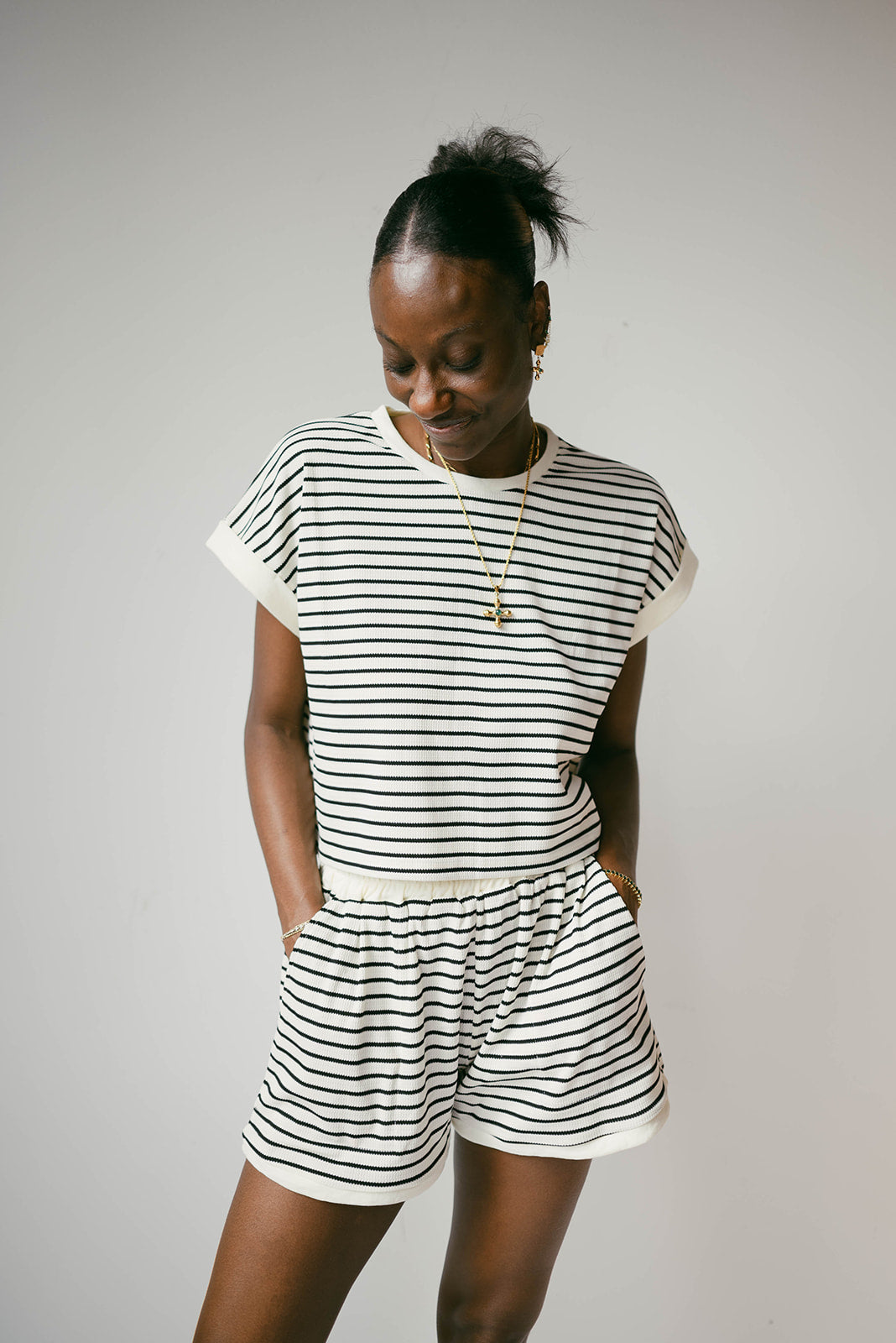 mode, emery stripe knit shorts