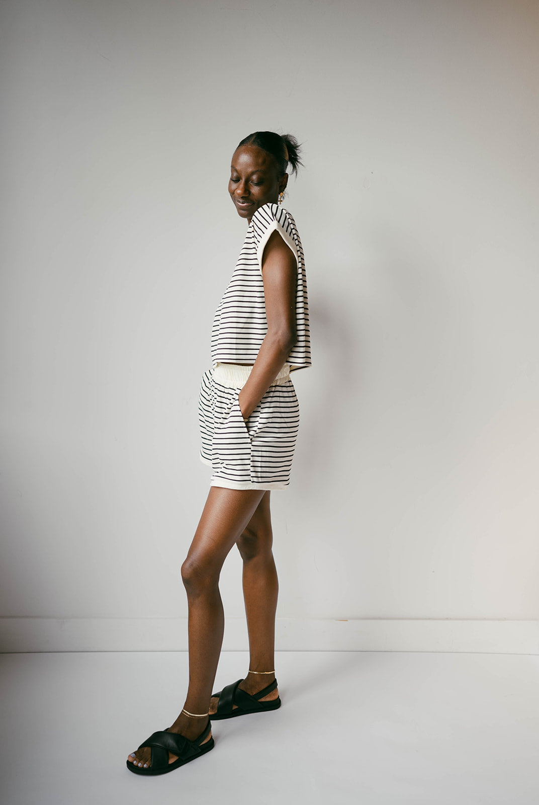 mode, emery stripe knit shorts