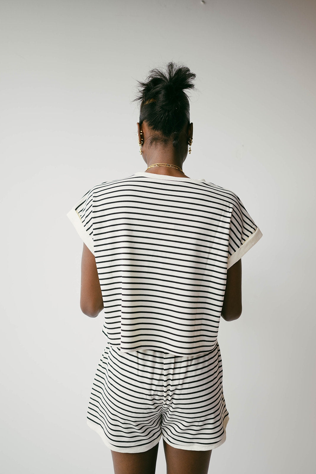 mode, emery stripe knit top