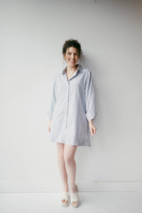 mode, collared button down dress