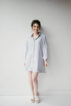 mode, collared button down dress
