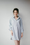 mode, collared button down dress