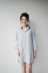mode, collared button down dress