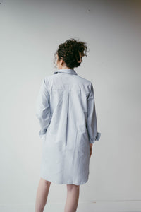 mode, collared button down dress