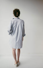mode, collared button down dress