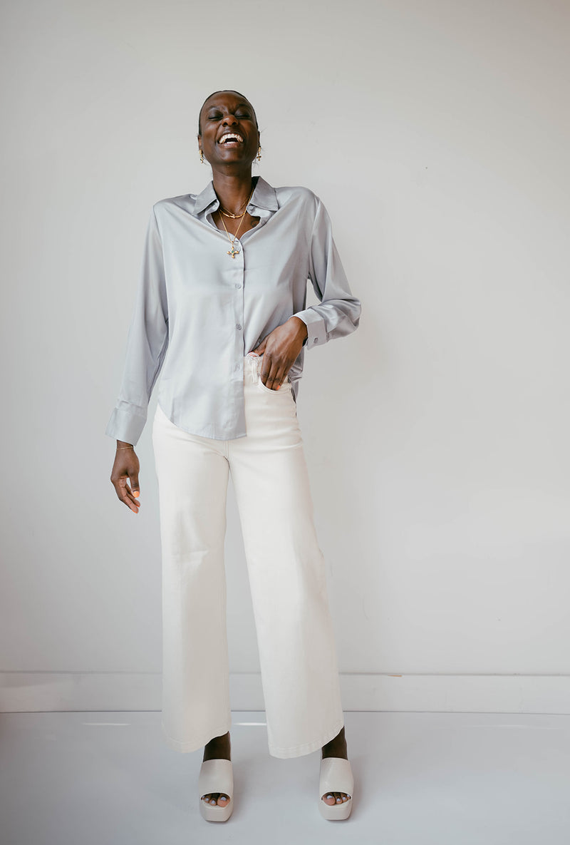 mode, slow down button blouse