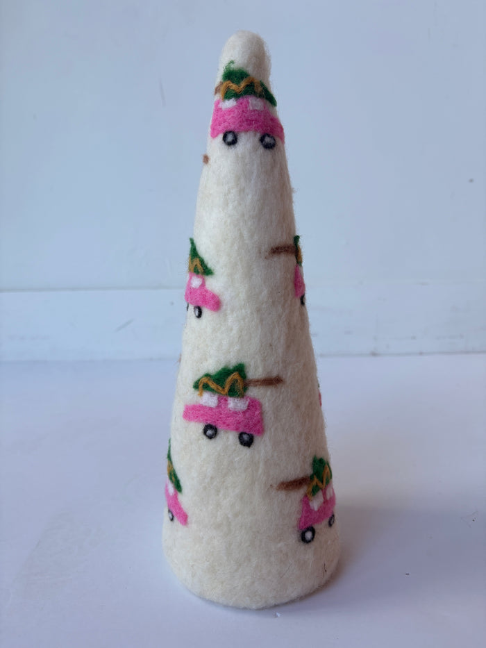 decorative christmas tree - pink car