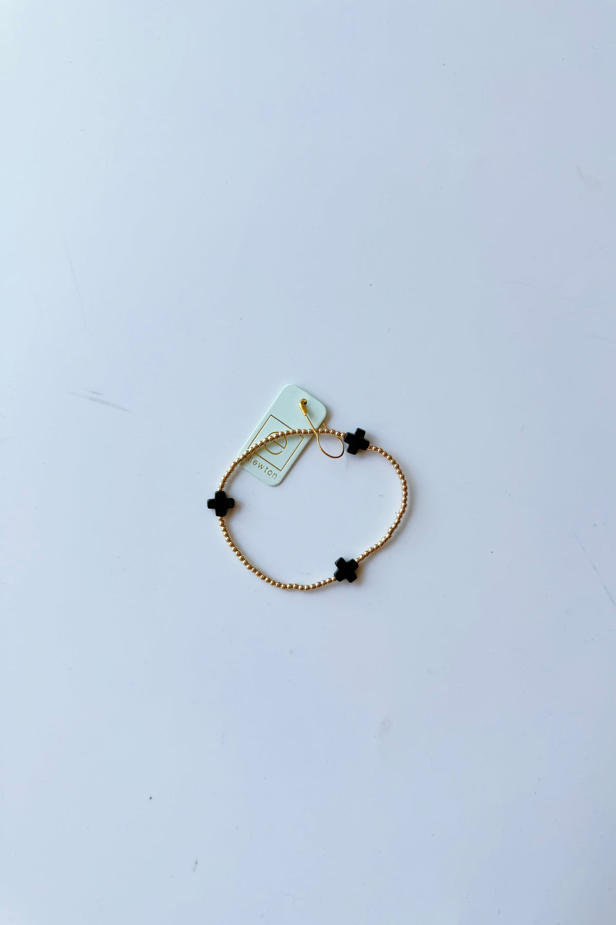 signature cross gold pattern 2mm bead bracelet