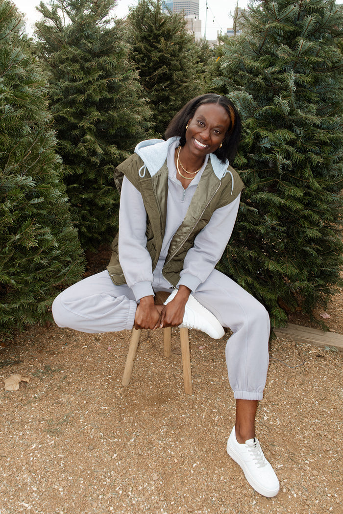 mode, halle quilted hoodie zipper vest