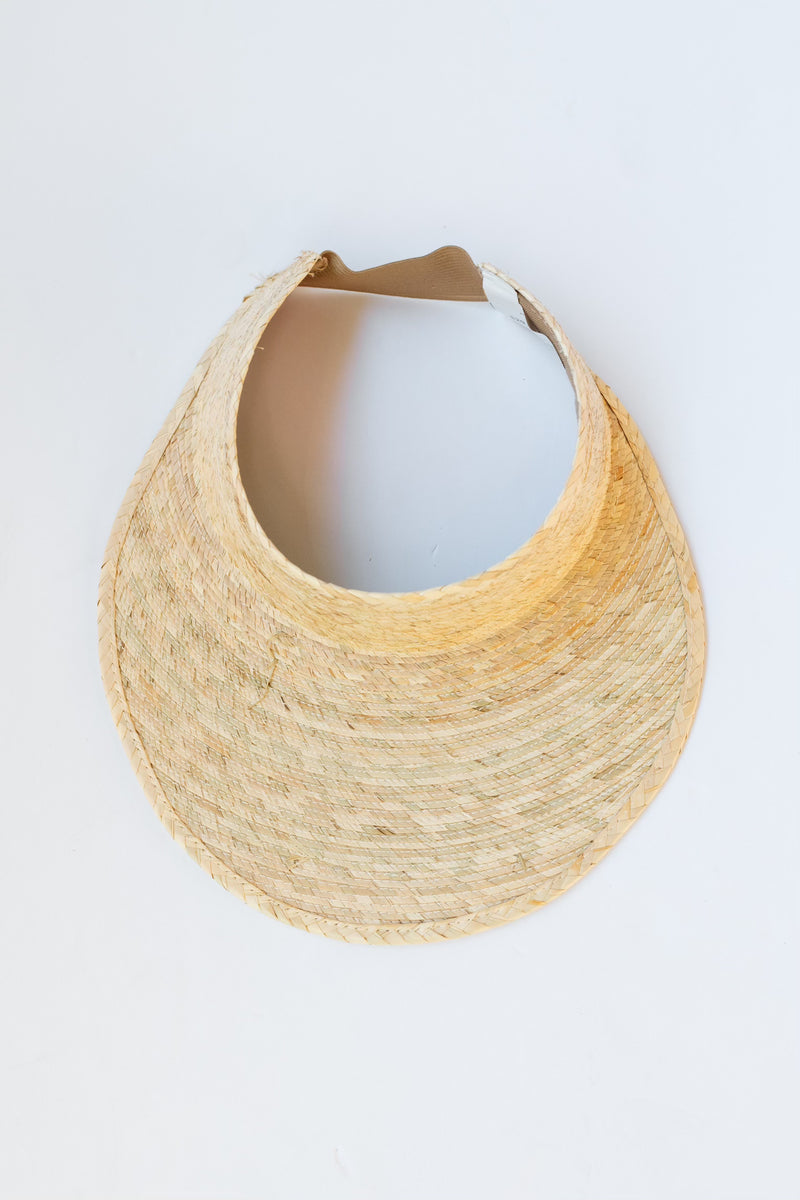 mode, palm leaf visor hat, natural