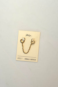 maren double chain hoop- gold plate