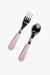 stainless steel spoon + fork