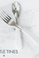 stainless steel spoon + fork