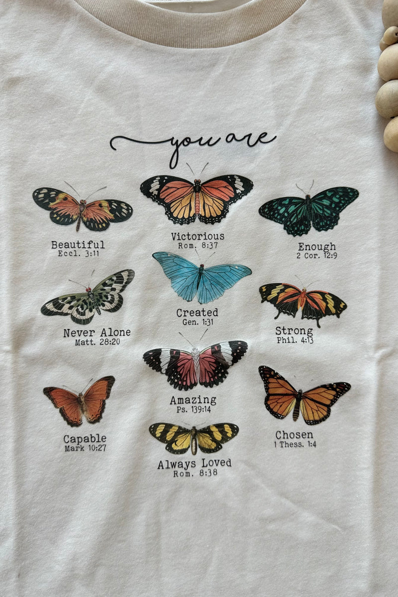 you are, butterfly affirmations tee