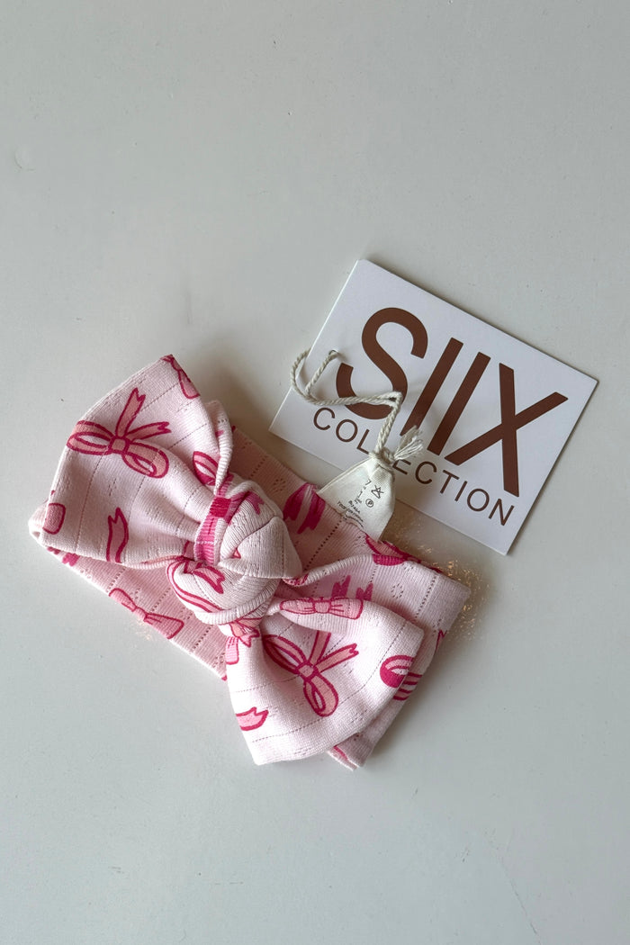 pink bows organic pointelle bow headband