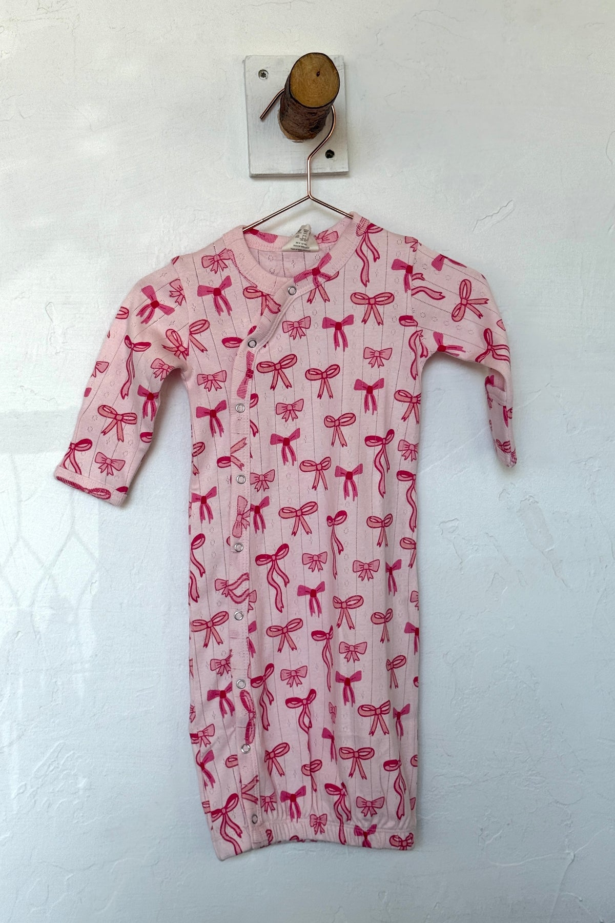 pink bows organic pointelle gown