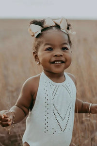 mode, drake crochet halter romper
