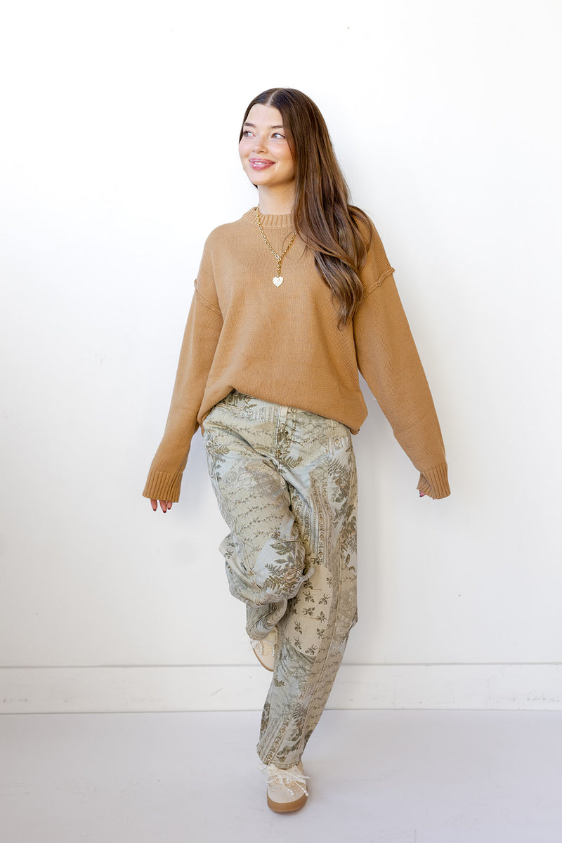 josee printed barrel jeans