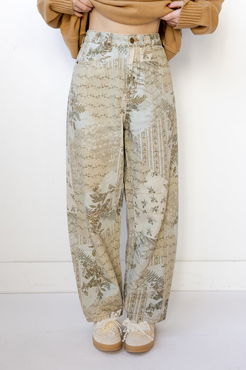 josee printed barrel jeans