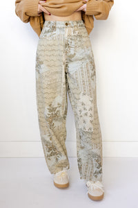 josee printed barrel jeans