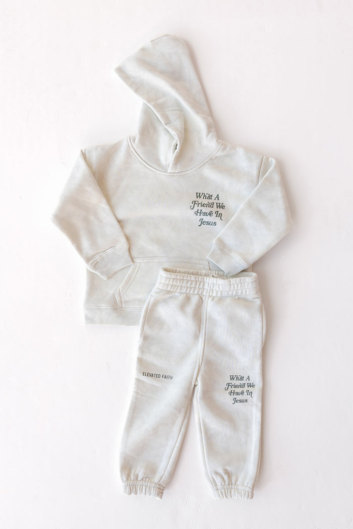 what a friend in Jesus kids sweatpants