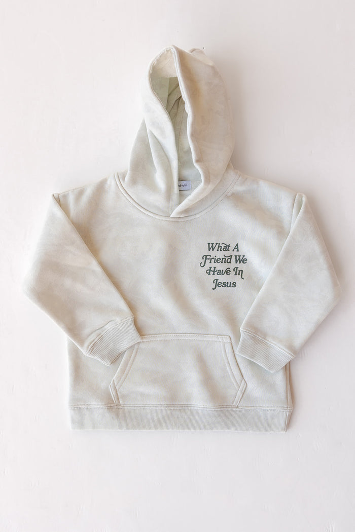 What a friend in Jesus camo kids hoodie
