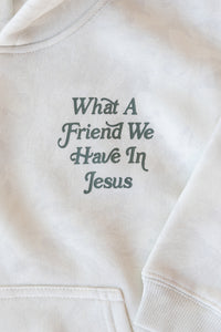 What a friend in Jesus camo kids hoodie