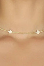 15" choker signature cross gold pattern 2mm