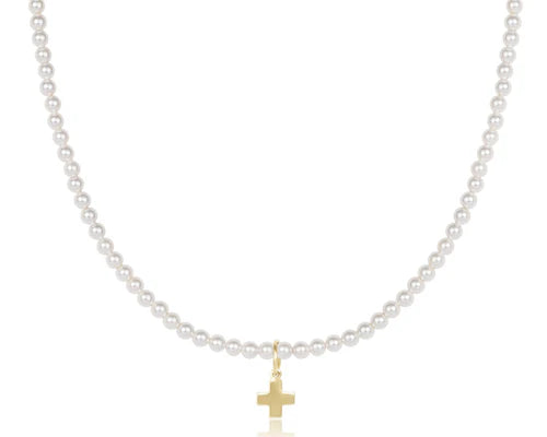 "15 choker classic pearl 3mm signature cross