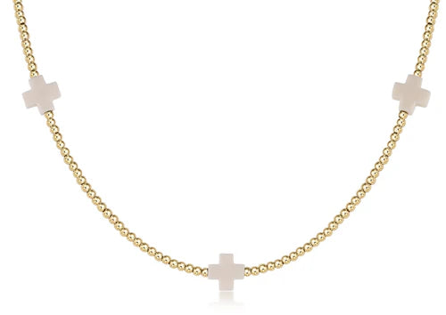 15" choker signature cross gold pattern 2mm