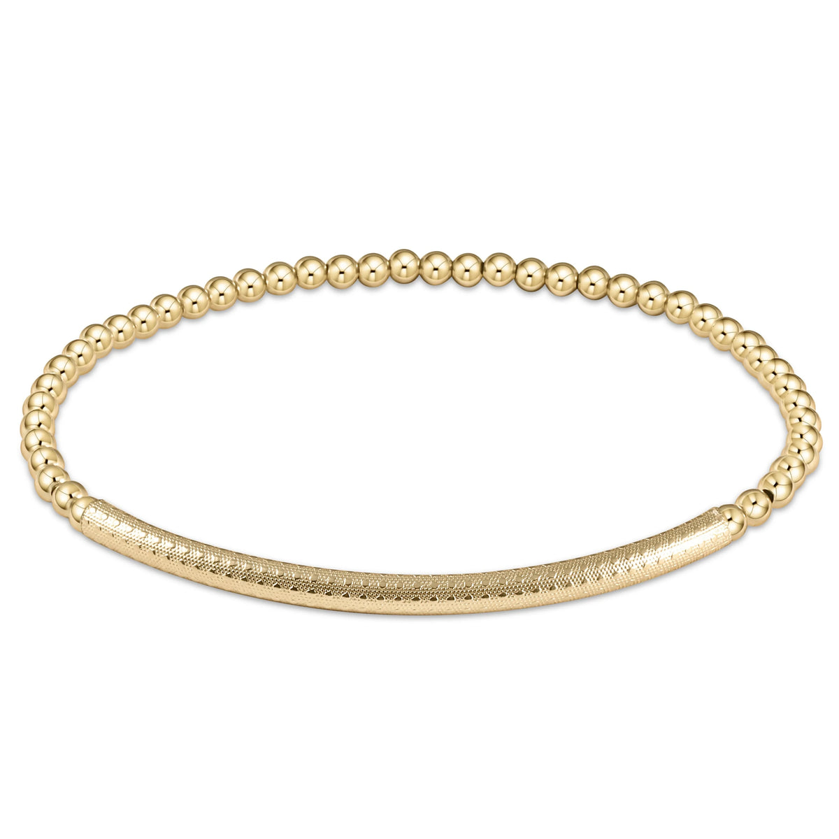classic gold 3mm bead bracelet - bliss bar textured