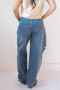 sada side slit barrel jeans
