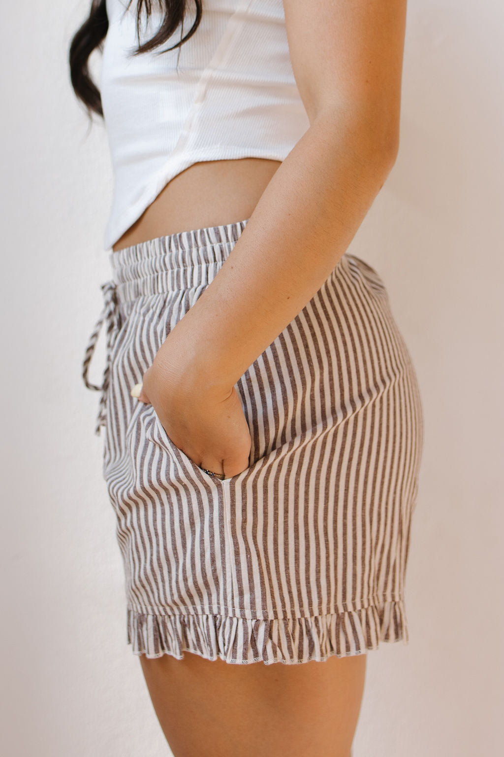 liberty striped ruffle shorts