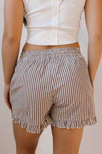 liberty striped ruffle shorts