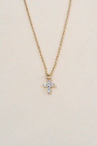 mini cross cz necklace