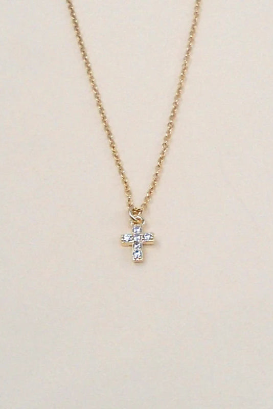 mini cross cz necklace