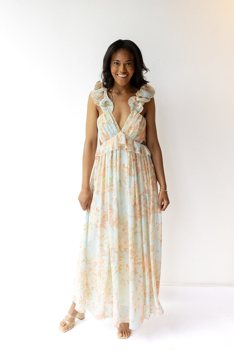 brynn ruffle maxi dress