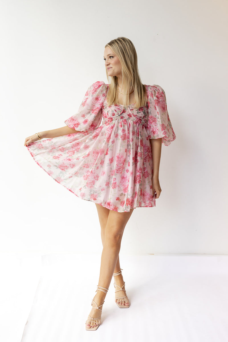 leah floral mini dress