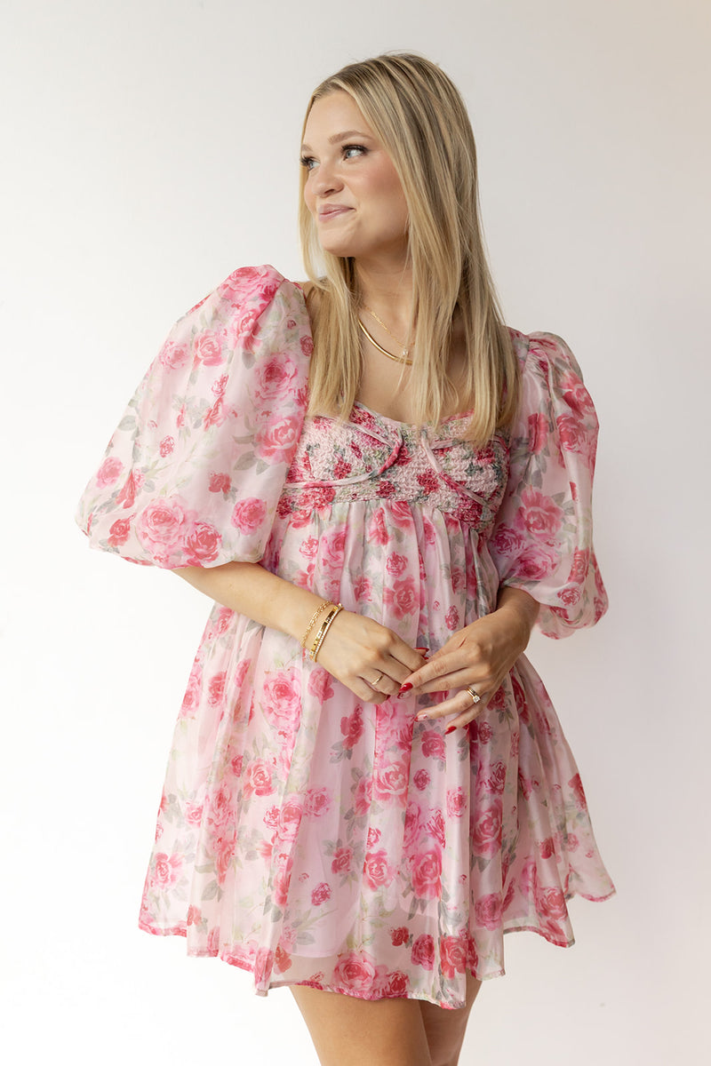 leah floral mini dress